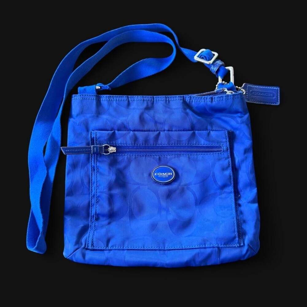 Coach Getaway Crossbody Bag Medium Blue F77408 Signature Nylon File Bag